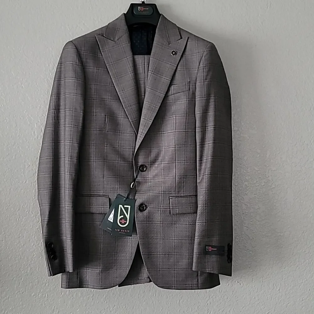Ted Baker No Ordinary Joe Jason CT  Modern Fit Flat Front 2 Piece Suit 36R 30R